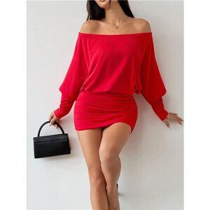 Off-Shoulder Ruched Bodycon Mini Dress